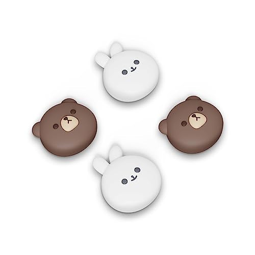 PlayVital Cute Thumb Grip Caps for ps5, Edge, ps4 Controller, Silicone Analog Stick Cover for Xbox Series X/S, Elite Series 2, Thumbstick Caps for Switch 2 Pro Controller - Chubby Bear & Smiley Bunny - color: Chubby Bear & Smiley Bunny