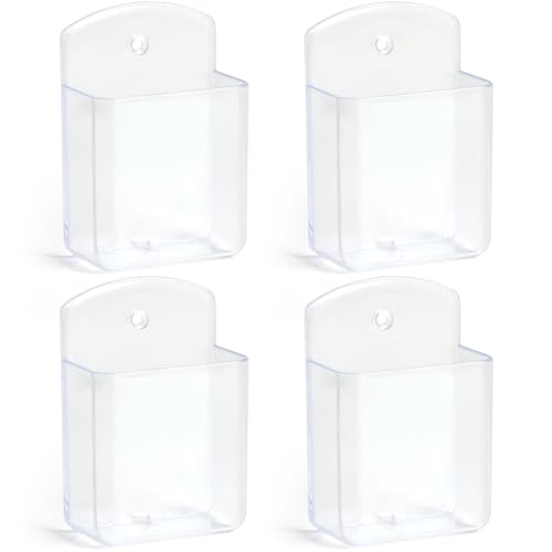 4 Pcs Remote Control Holder Wall Mount, TV Controller Holder, Self Adhesive Remote Holder, Wall Pen Holder Storage Accessories for Home Office School（Clear） - color: Clear&4Pcs