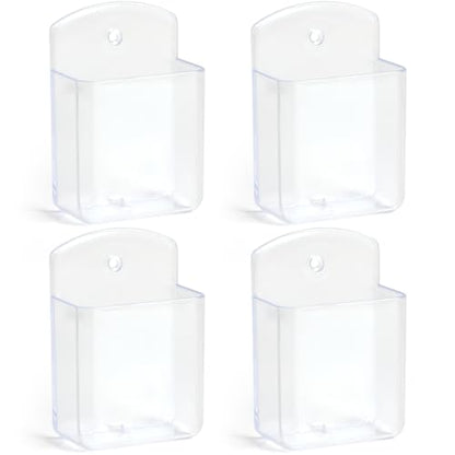 4 Pcs Remote Control Holder Wall Mount, TV Controller Holder, Self Adhesive Remote Holder, Wall Pen Holder Storage Accessories for Home Office School（Clear） - color: Clear&4Pcs
