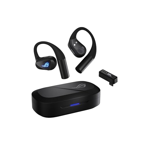 ASUS ROG Cetra Open Wireless Open Ear Earbuds – Dual-Mode (BT/2.4GHz), Quad AI Noise-Canceling Mic, Low Latency, 16H Playtime, IPX5 Water Resistant, for Daily/Workout/Outdoor/Gaming Use - Black - color: Black, size: Cetra Open WL (Open Ear)