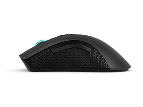 Lenovo Legion M600 RGB Wireless Gaming Mouse – 16,000 DPI, 9 Programmable Buttons, 200-Hour Battery Life, 50-Million Clicks Durability – Ambidextrous Computer Mouse (Black) - color: Iron Grey, size: Large | Ambidextrous, style: M600