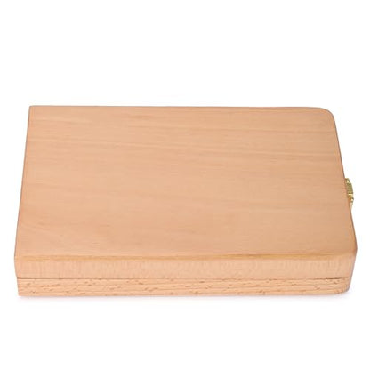 Ajuny Mancala Board Game, Real Natural Stones, Folding Wooden Travel Set | Solid beech wood, 80 unique real stones (48+32), folds & latches shut. Screen-free 2 player game for family night, kids 6+ - size: 8 Inch