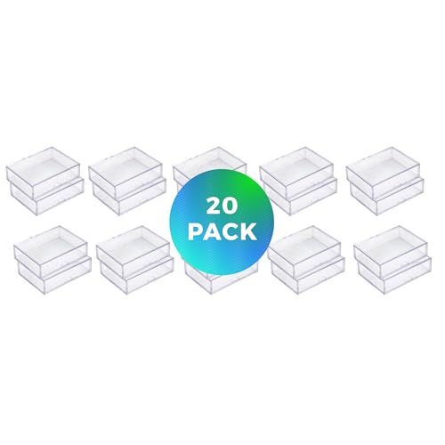 20-Pack Clear Acrylic Card Storage Boxes with Lids – Holds 52 Playing Cards or 50 Standard Trading Cards Each, Stackable Organizer for Sports & TCG Cards (Unsleeved) - size: 3 1/2" L x 2 1/2" W x 1" H, style: 20.0