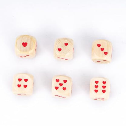 10PCS 16mm D6 Dice Set Heart Wooden 6 Sided Dice for D&D Board Games | Leather Storage Bag, DM Gift, for Dungeons and Dragons Role Playing Games - color: D6-heart