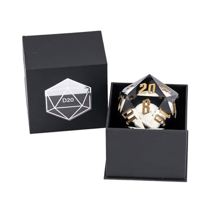 Cusdie Large D20 Dice 55mm with Sharp Edges, D&D 20 Sided Dice, Handmade DND Giant D20 for RPG, Table Games(White Skull) - color: White Skull