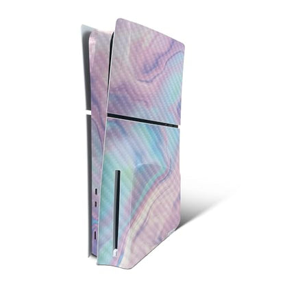 MightySkins Carbon Fiber Skin for PS5 PlayStation 5 Slim Disc Edition Console Only - Pastel Wave Protective, Durable Textured Carbon Fiber Finish Easy to Apply Made in The USA - color: Pastel Wave, size: PS5 Slim Disc Edition Console Only
