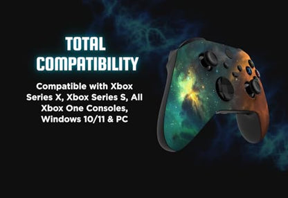 Stealth Controllers Wireless Controller for Xbox Series S, Xbox Series X, Xbox One - Soft Touch Feel - Custom Series S/X Controller (Green/Orange Galaxy) - color: Green/Orange Galaxy