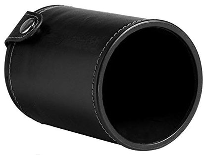 Cyber-Deals Set of 16mm Marbleized Dice and Black PU Leather, Velvet Lined Dice Cup with Storage Compartment (Gift Boxed) (Blue Dice, Black Lining Cup) - color: Blue Dice, Black Lining Cup