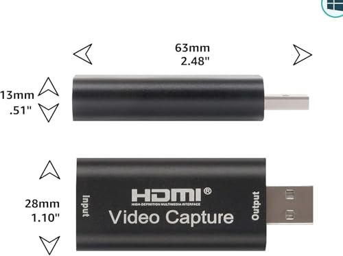 4K HDMI Video Capture Card, Cam Link Card Game Audio Adapter HDMI to USB 2.0 Record Capture Device for Streaming, Live Broadcasting, Video Conference, Teaching, Gaming