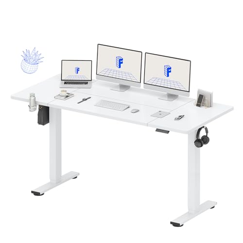 FLEXISPOT 71x32 Inch Electric Large Standing Desk for Home & Office, Spacious Splice Board Desk with Cable Management & Organizer, Cup Holder & Hook, White - color: White, size: 71"x32"