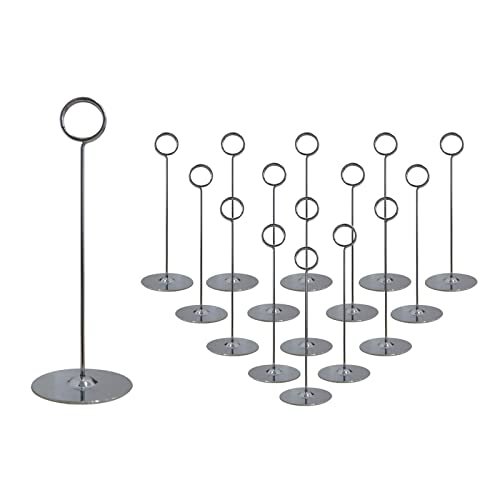 Urban Deco 16 Pieces Table Card Holder 8 inches Silver Place Steel Card holders for Photos, Food Signs, Memo Notes, Weddings, Restaurants, Birthdays. - color: Silver
