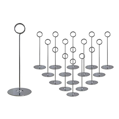 Urban Deco 16 Pieces Table Card Holder 8 inches Silver Place Steel Card holders for Photos, Food Signs, Memo Notes, Weddings, Restaurants, Birthdays. - color: Silver
