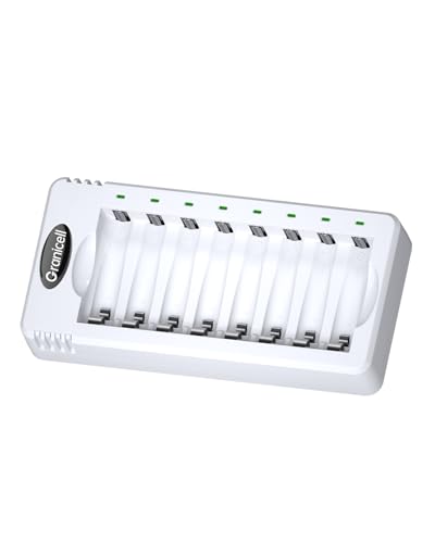 Granicell 8 Bay AA & AAA USB Battery Charger | High-Speed Charging for NiMH NiCD Rechargeable Batteries Independent Slot, Safe & Portable - size: Charger-8