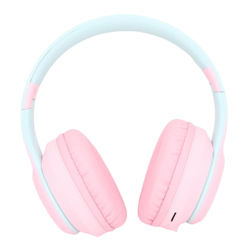 SUNGOOYUE Headphone Gaming Headphones, ABS 5.3 Over Ear Headset with Active Noise Cancelling, 3.5mm Wired, Foldable, Mic, 400mAh for Gaming Music Calls (Pink) - color: Pink