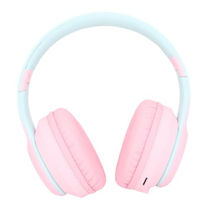 SUNGOOYUE Headphone Gaming Headphones, ABS 5.3 Over Ear Headset with Active Noise Cancelling, 3.5mm Wired, Foldable, Mic, 400mAh for Gaming Music Calls (Pink) - color: Pink