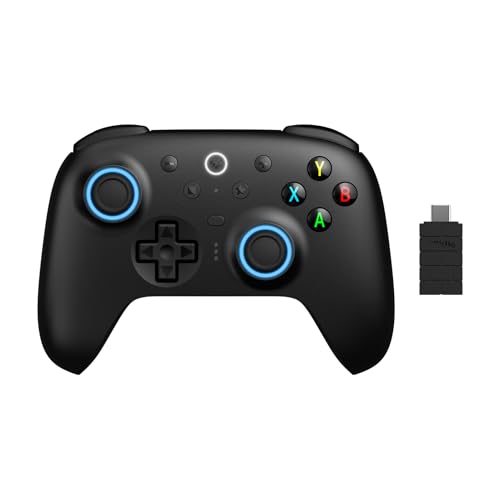 8Bitdo Ultimate 2 Wireless Controller for PC, Apple, Steam & Android, Black | TMR Joysticks, Hall/Tactile Triggers, 8Speed 2.4G, 1000Hz Polling Rate, Motion Control, RGB Fire Ring, Charging Dock - color: Black