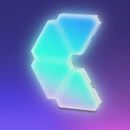 Triangle Light 4 LED Panels for Expansion Only, Triangle Lights for Wall Dreamcolor Gaming Room Lights Decor, Smart LED Wall Light Music Sync for Gaming Setup (No Controller/Remote) - color: 4 Panels Extension(No Controller/Remote)