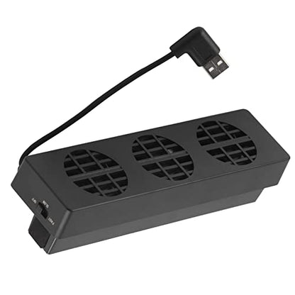 USB Cooling Fan Base Stand Dock Cooler Holder Bracket for Console 3 Built in Fans Turbo Normal Speed Adjustable Compact ABS Black 175mm