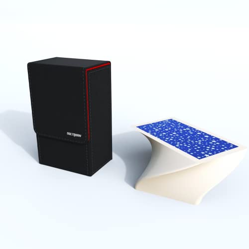 Black Tarot Card Holder with Red Interior; Fold Top Tarot Card Box Case with Magnetic Lid Closure; Fits Standard Tarot Card Deck; Holder Measures Standard Size 5.39 x 3.38 x 2 In (137*86*51mm) (Red) - color: Red