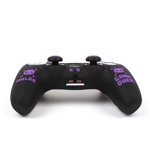 Skull Controller Skin Cover Compatible with PS5/Playstation 5 Controller, RALAN Protector Case Customised Thumb Grip - color: Pixelated Skull Black Purple