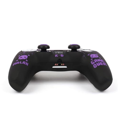 Skull Controller Skin Cover Compatible with PS5/Playstation 5 Controller, RALAN Protector Case Customised Thumb Grip - color: Pixelated Skull Black Purple