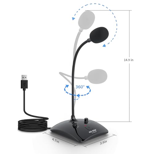 USB Gooseneck Conference Microphone, Flexible 360° Omnidirectional Desktop Mic with Noise-Canceling, Mute Button & Volume Control, Plug & Play for Meeting, Streaming, Podcast, PC/Mac/Laptop