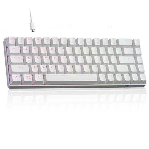 MageGee 60% Rapid Trigger Gaming Keyboard, Hall Effect Magnetic Switch, Actuation Point Adjustable, Hot Swappable RGB Backlit Wired Keyboard with Arrow Keys for Win/PC/MAC, White - color: White