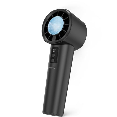 MINISO Portable Fan Regargeable, Cooling Fan Handheld 3000 mAh, USB Makeup Fan with Ice Cooler, 7-Speed 1-120, Max 10 H Cold Personal Fan for Travel, Office, Subway, Shopping, Camping, Skincare - color: Black
