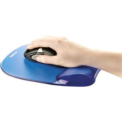 Fellowes Crystals Gel Mouse Pad Wrist Rest - Blue (91141) (Pack of 4) - color: Blue, size: 9.1L x 7.9W inches (Pack of 4)