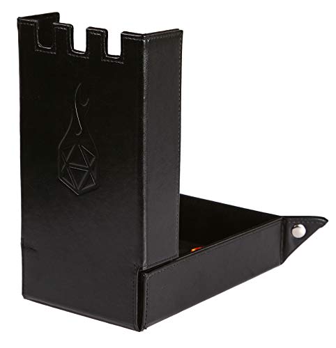 Forged Dice Co. Draco Castle Foldable Dice Tray and Dice Tower - Foldable DND Dice Tray and Dice Rolling Tray Tower - Perfect for Dungeons and Dragons RPG and Tabletop Gaming - color: Black