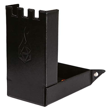 Forged Dice Co. Draco Castle Foldable Dice Tray and Dice Tower - Foldable DND Dice Tray and Dice Rolling Tray Tower - Perfect for Dungeons and Dragons RPG and Tabletop Gaming - color: Black
