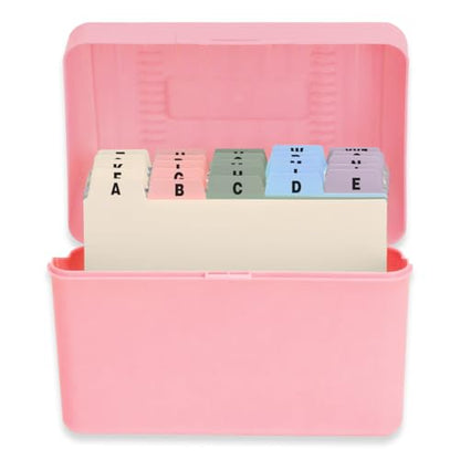 H4D Index Card Holder 4x6 Inches with 25 Plastic Dividers, Light Pink - color: Light Pink, size: 4x6 inch