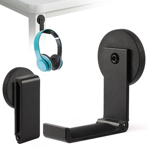 Magnetic Headphone Holder, Headphone Hanger for Desk & Table, 1PCS | Aluminum Headset Hooks, Headphone Mount Stand with Rubber Pad, Compatible with All Computer/Gaming Headsets