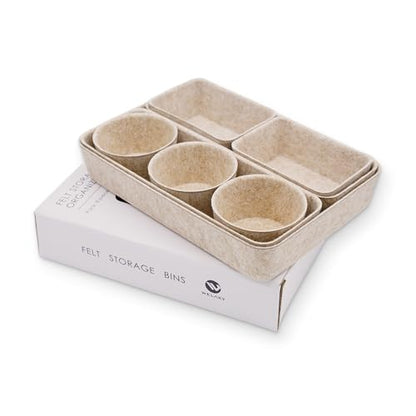 Welaxy Office Desk Drawer Organizer Tray hygge aesthetics 8 pc bin Oatmeal - color: Oatmeal