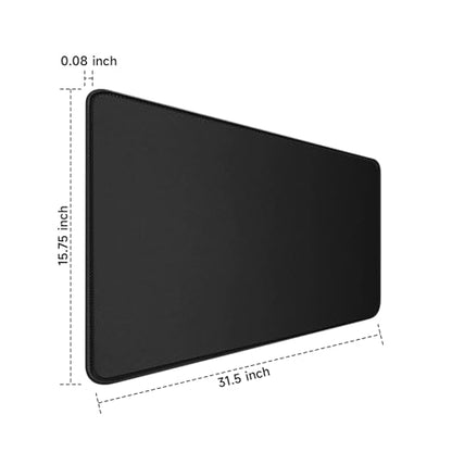 TEDNETGO Large Gaming Mouse Pad, Waterproof Extra Large Big Mouse Pad with Stitched Edge, XXL Non-Slip Black Computer Long Mousepad Desk Mat for Gamer, Office & Home, Black - color: Black, size: 31.5L x 15.7W inches