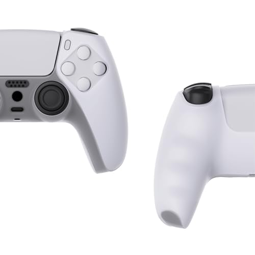 PlayVital Transparent Clear White Pure Series Anti-Slip Silicone Cover Skin for ps5 Controller, Soft Rubber Case for ps5 Wireless Controller with Clear White Thumb Grip Caps - color: Transparent Clear White