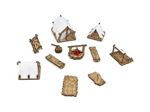 Adventurers Camp D&D Terrain, Furniture Scatter Terrain for 25mm 32mm 28mm Miniatures, DND Accessories for Dungeons & Dragons, Pathfinder, Warhammer, Wargaming Tabletop Battle Mat