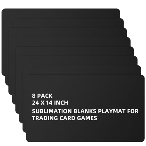 Yexiya 8 Pcs Card Game Mats 14 x 24 Inch Sublimation Blanks Playmat for Trading Board Game Smooth Rubber Playing Mat for Games, Mouse Pad (Black) - color: Black