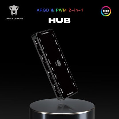 ARGB and PWM Fan HUB,8 Ports for Addressable RGB Lighting with PWM,1 to 8 Multi Way Magnetic backplane Splitter 5V/3PIN ARGB Case Fan Hub Adapter Black