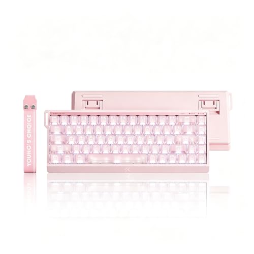 MCHOSE ACE 68 V2 Magnetic Switch Keyboard,65% Hall Effect Rapid Trigger Wired Gaming Keyboard with 0.001mm Adjustable Actuation 256K Scanning 8K Hz Polling Rate RGB Backlit Keycaps for Esports (Pink) - color: ACE68 V2-Pink