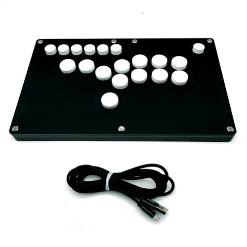 XIAO SHI MIN STORY Ultra-Thin All Buttons Style Arcade Joystick Fight Stick Game Controller for PS4/PC/USB Hot-Swap Cherry MX WASD Layout/Steam Game Keyboard