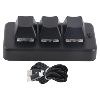 Yoidesu 3 Key Mini Keypad One Handed RGB Mechanical Gaming Keyboard DIY Programmable Macro Keyboard, Plug and Play, USB Gaming Keyboard Programming Macro Keys for Office, Game, - color: Black