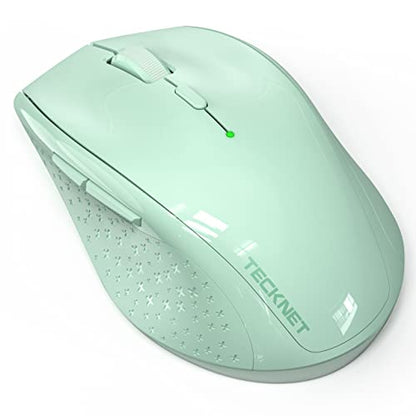 TECKNET 2.4G Wireless Mouse, 4800 DPI Ergonomic Computer Mouse, USB, Green | Mouse for Laptop with USB Receiver, 6 Adjustable DPI, Quiet Click, 30-Month Battery, 6 Button, Portable for PC Chromebook Mac - color: Green