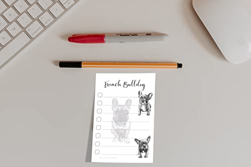 French Bulldog Puppies Sticky to Do List Notepad - Dog Sticky Notes Stationary School Office Supplies for Frenchie Mom | French Bulldog Gifts for Frenchie Lovers | 4" x 6" 50 Pages - size: Frenchie