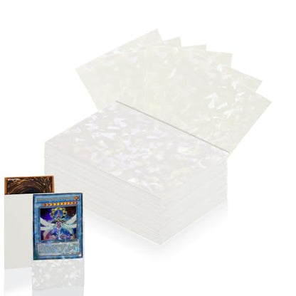 100 Count White Card Sleeves for Trading Cards, Perfect Fit Shiny MTG Card Sleeves, Holographic Card Sleeve Fit for Magic, Photocard, TCG, Baseball/Sports Cards, Yugioh Card, Game Card 66 * 91 mm - color: White