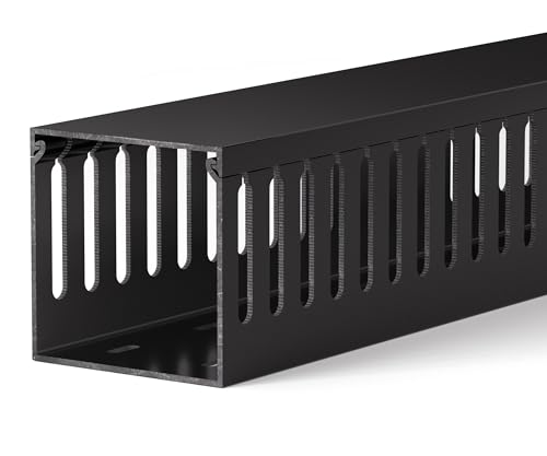 ZhiYo 3"H x 3"W Cable Raceway, 6ft Under Desk Wire Management Channel Black | Slotted Wire Duct, 2 Pack (3 ft Each), Heavy-Duty PVC Cable Management for Server Racks, Network Cables & Electrical Cabinets - color: Black, size: 3.15in H X 3.15in W