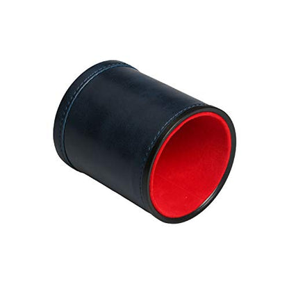 Navy Leatherette Dice Cup Set with 6 Dice Felt Lining Quiet in Shaking for Playing Liars Dice Farkle Yahtzee Board Games - color: Navy