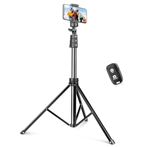 SENSYNE 72" Phone Tripod, Extendable Cell Phone Tripod Stand, Selfie Stick with Wireless Remote and Phone Holder, Compatible with iPhone Android Phone, Camera - color: Black, size: 72-inch