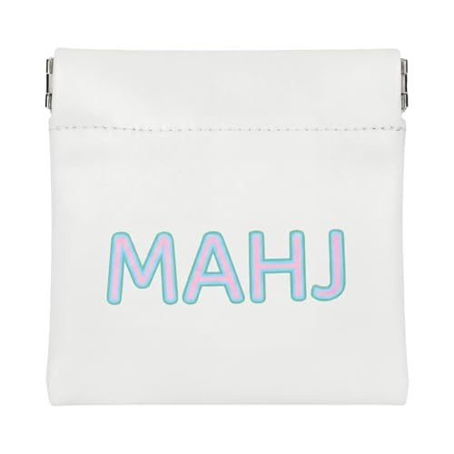 Mahjong Dice Bag Mini Tile Pouch,Solid,White | 3.8"x3.9" PU Leather Squeeze Closure, Compact Storage for Tiles Coins Travel, Ideal for Board Game Party Accessory - color: White