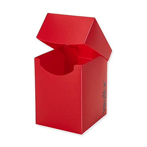 Vault X Large Standard Deck Box with 150 Black Sleeves, fits 100+ Sleeved Trading Cards (Red) - color: Red